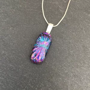 Pendentif en verre fusionné et argent massif, grand modèle