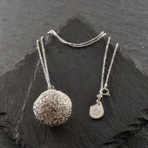 Sautoir en argent massif sphère filigranée